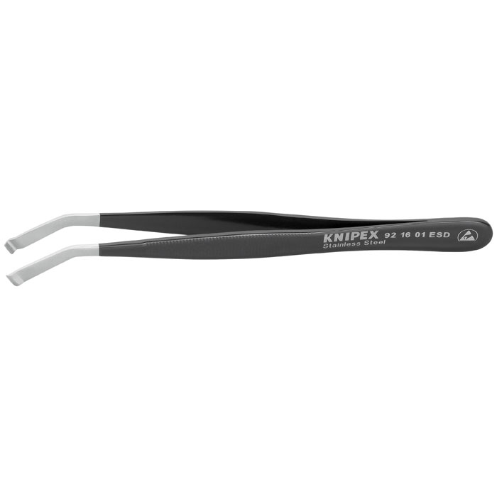 KNIPEX 92 16 01 ESD - Stainless Steel Positioning Tweezers-35 DegreeAngled-ESD