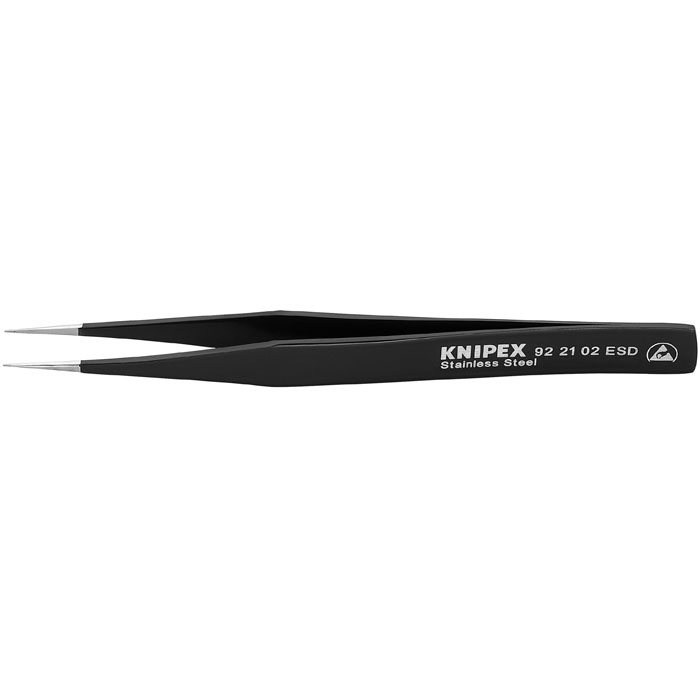 KNIPEX 92 21 02 ESD - Stainless Steel Gripping Tweezers-Pointed Tips-ESD