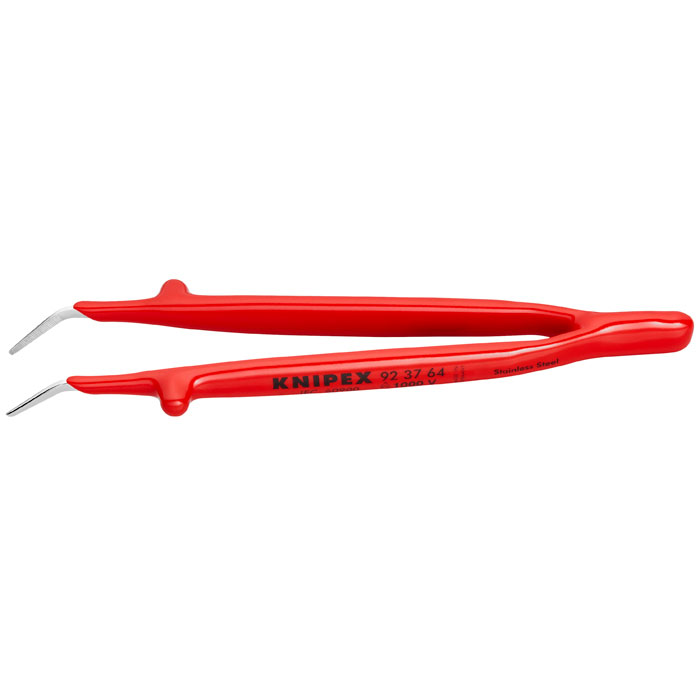KNIPEX 92 37 64 - Stainless Steel GrippingTweezers-30 DegreeAngled-1000V Insulated