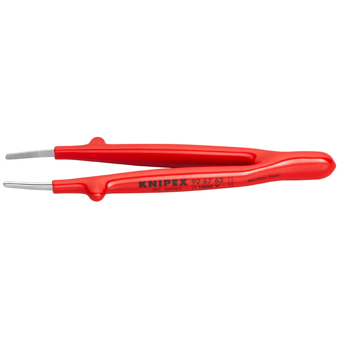 KNIPEX 92 67 63 - Stainless Steel Gripping Tweezers Blunt Tips-1000V Insulated