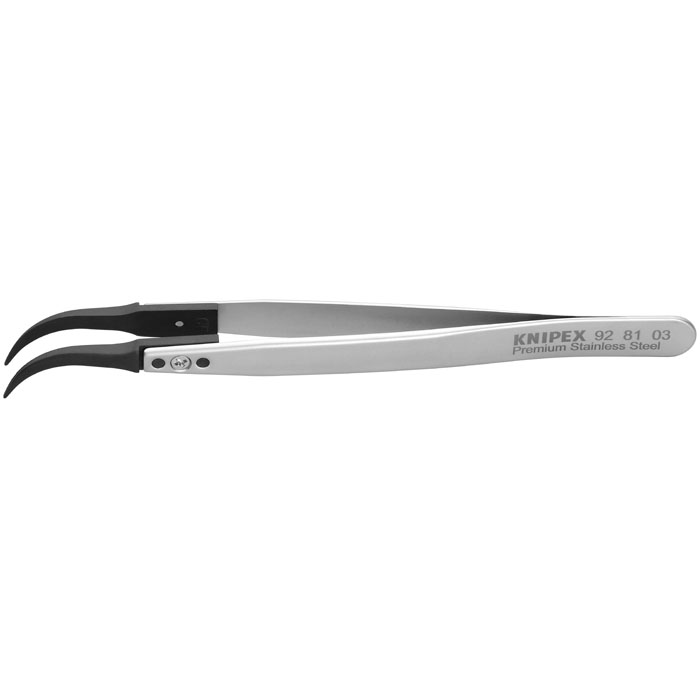 KNIPEX 92 81 03 - Premium Stainless Steel Gripping Tweezers-60 DegreeAngled-Pointed Tips