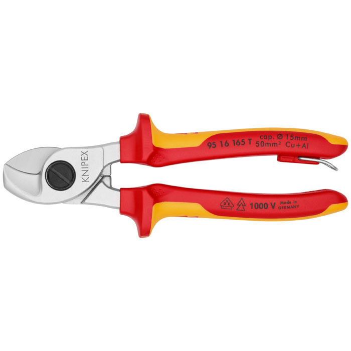 KNIPEX 95 16 165 T - Cable Shears-1000V Insulated, Tethered Attachment