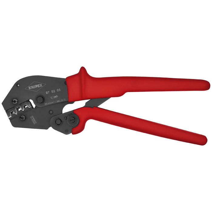 KNIPEX 97 52 05 - Crimping Pliers For Non-Insulated Open Plug-Type Connectors (Plug Width 4.8 and 6.3 mm)