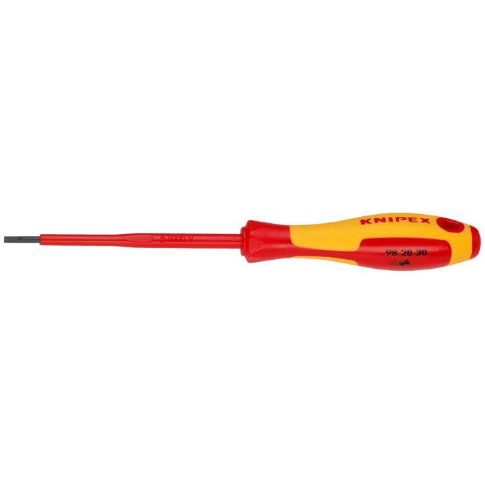 KNIPEX 98 20 30 - Slotted Screwdriver, 4"-1000V Insulated, 7/64" tip