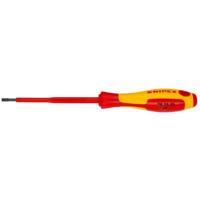 KNIPEX 98 20 35 - Slotted Screwdriver, 4"-1000V Insulated, 1/8" tip