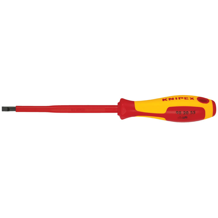 KNIPEX 98 20 55 - Slotted Screwdriver, 5"-1000V Insulated, 7/32" tip