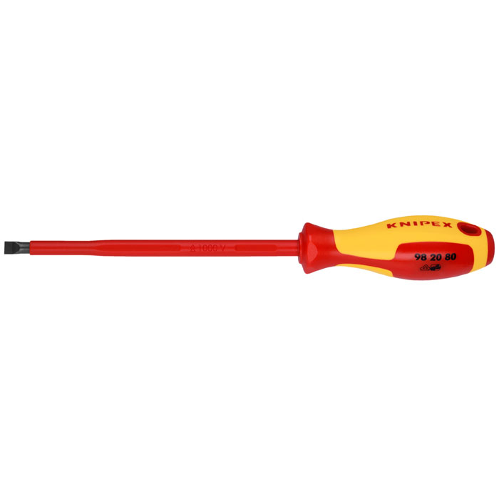 KNIPEX 98 20 80 - Slotted Screwdriver, 7"-1000V Insulated, 5/16" tip
