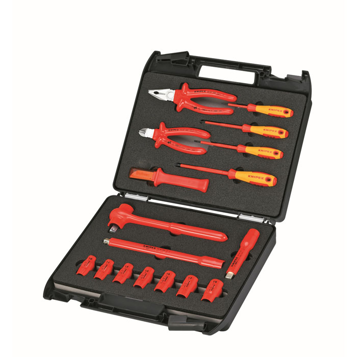 KNIPEX 98 99 11 - 17 Pc Compact Tool Set with Case-1000V Insulated