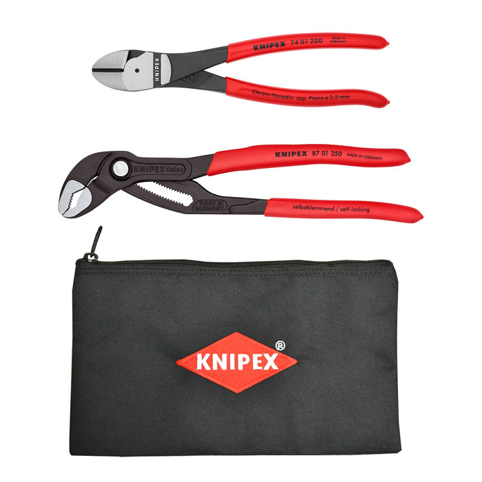 KNIPEX 9K 00 80 124 US - 2 Pc Cobra and Diagonal Cutters Set with Keeper