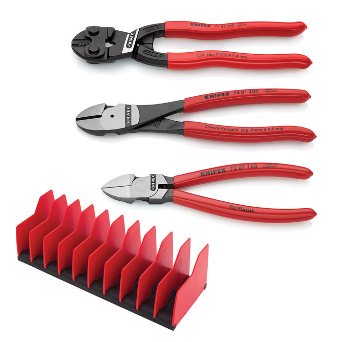 KNIPEX 9K 00 80 137 US - 3 Pc Cutting Pliers Set with 10 Pc Tool Holder
