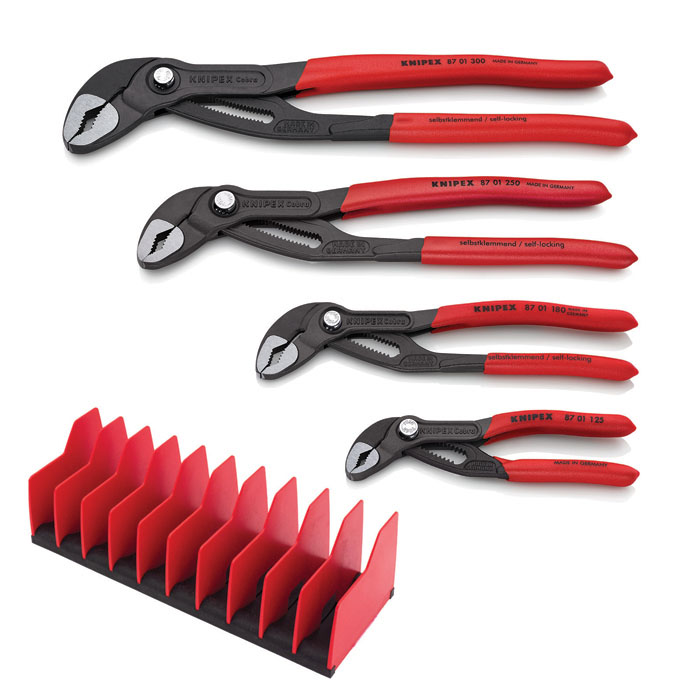 KNIPEX 9K 00 80 138 US - 4 Pc Cobra Pliers Set with 10 Pc Tool Holder