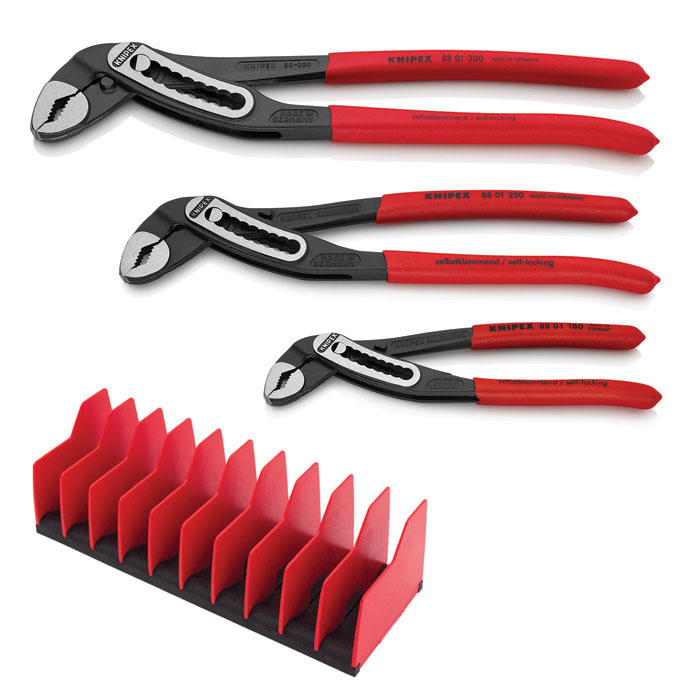 KNIPEX 9K 00 80 139 US - 3 Pc Alligator Pliers Set with 10 Pc Tool Holder