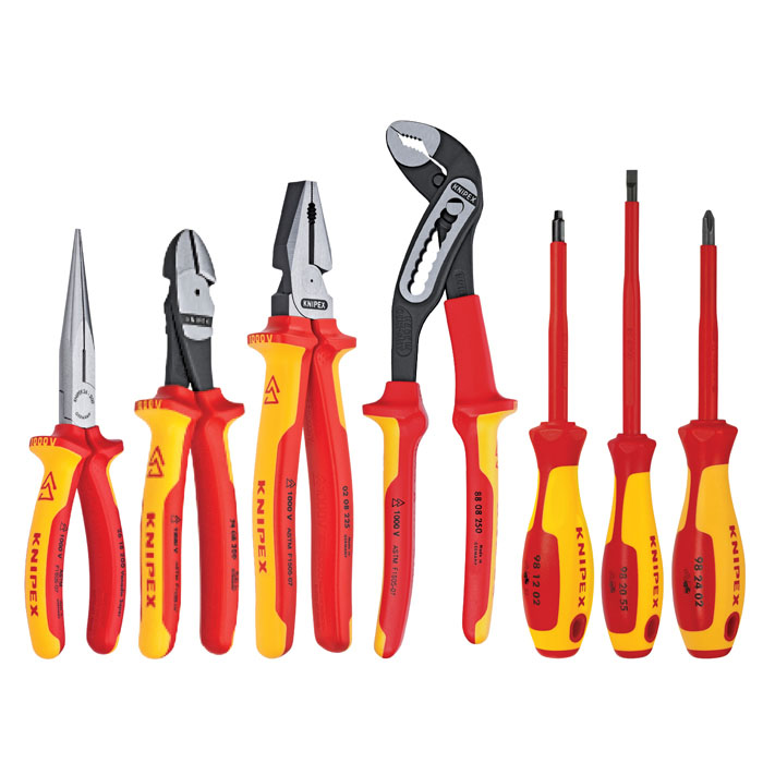 KNIPEX 9K 98 98 25 US - 7 Pc Pliers and Screwdriver Tool Set-1000V Insulated in Nylon Pouch