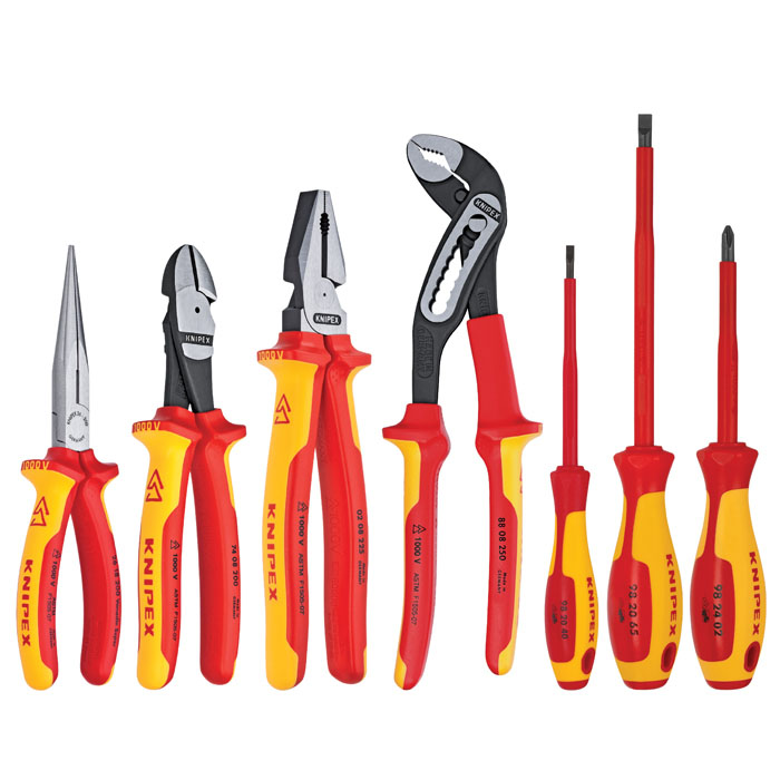 KNIPEX 9K 98 98 27 US - 7 Pc Pliers and Screwdriver Tool Set-1000V Insulated in Nylon Pouch