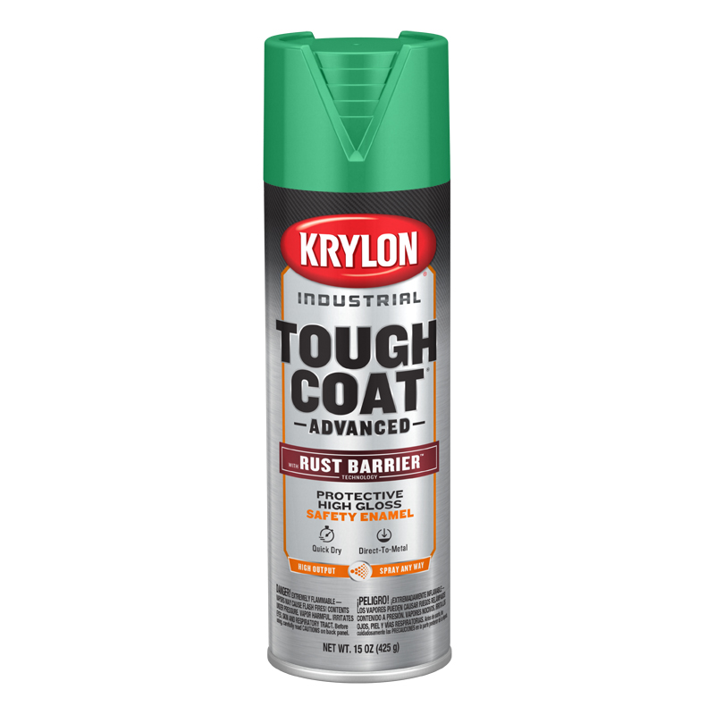 Krylon 3390 Safety Green OSHA Industrial Tough Coat Rust Barrier Spray Paint - Case of 6