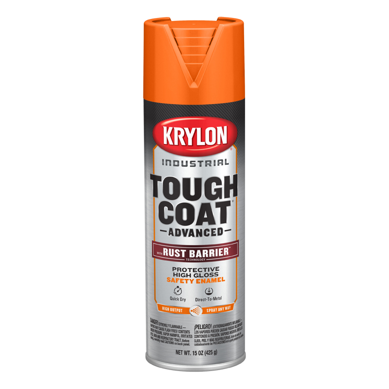 Krylon 5590 Safety Orange OSHA Industrial Tough Coat Rust Barrier Spray Paint - Case of 6
