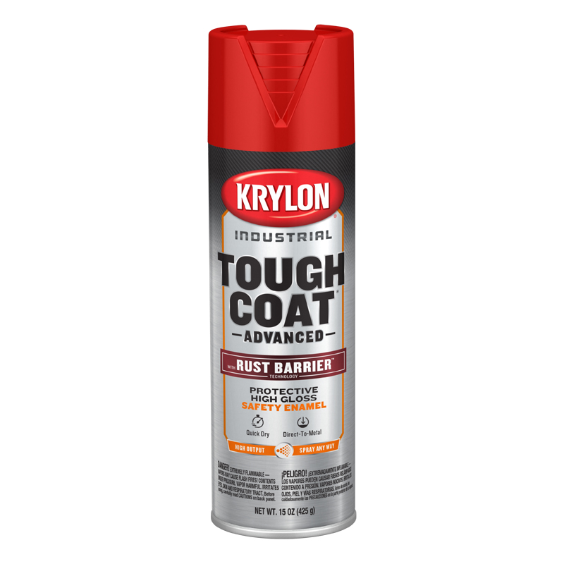 Krylon 6390 Safety Red OSHA Industrial Tough Coat Rust Barrier Spray Paint - Case of 6