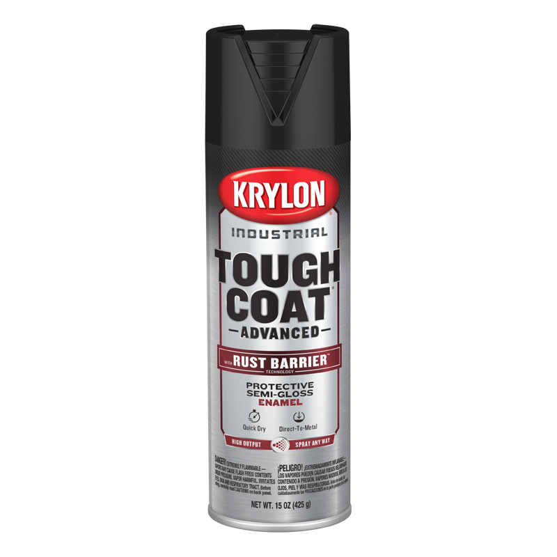 Krylon 7790 Semi-Gloss Black Industrial Tough Coat Rust Barrier Spray Paint - Case of 6
