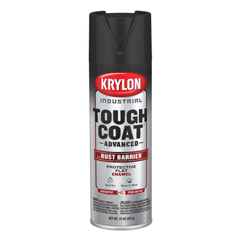 Krylon 7890 Flat Black Industrial Tough Coat Rust Barrier Spray Paint - Case of 6