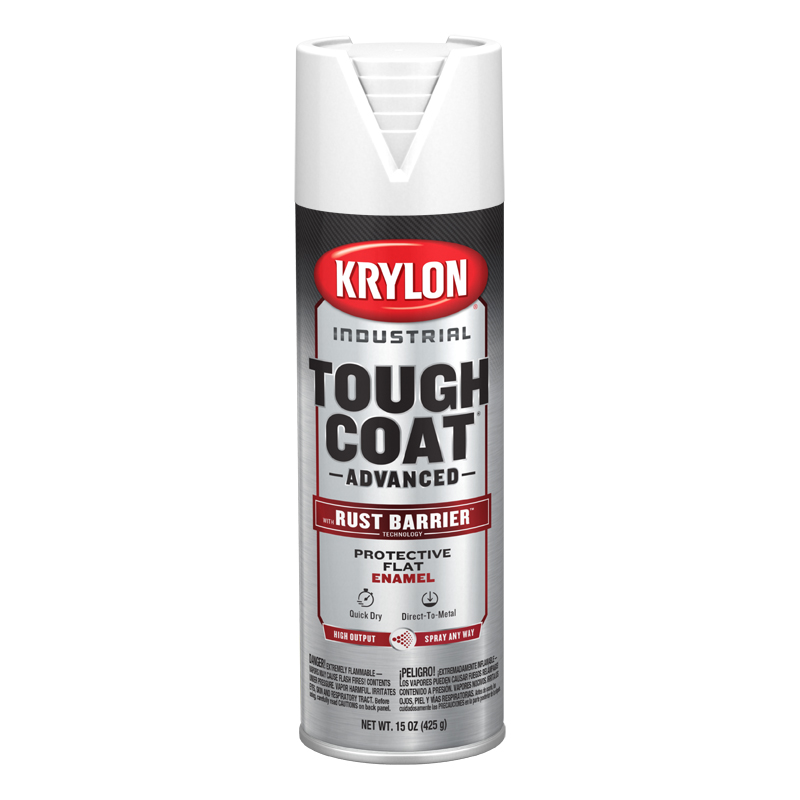 Krylon 9090 Flat White Industrial Tough Coat Rust Barrier Spray Paint - Case of 6