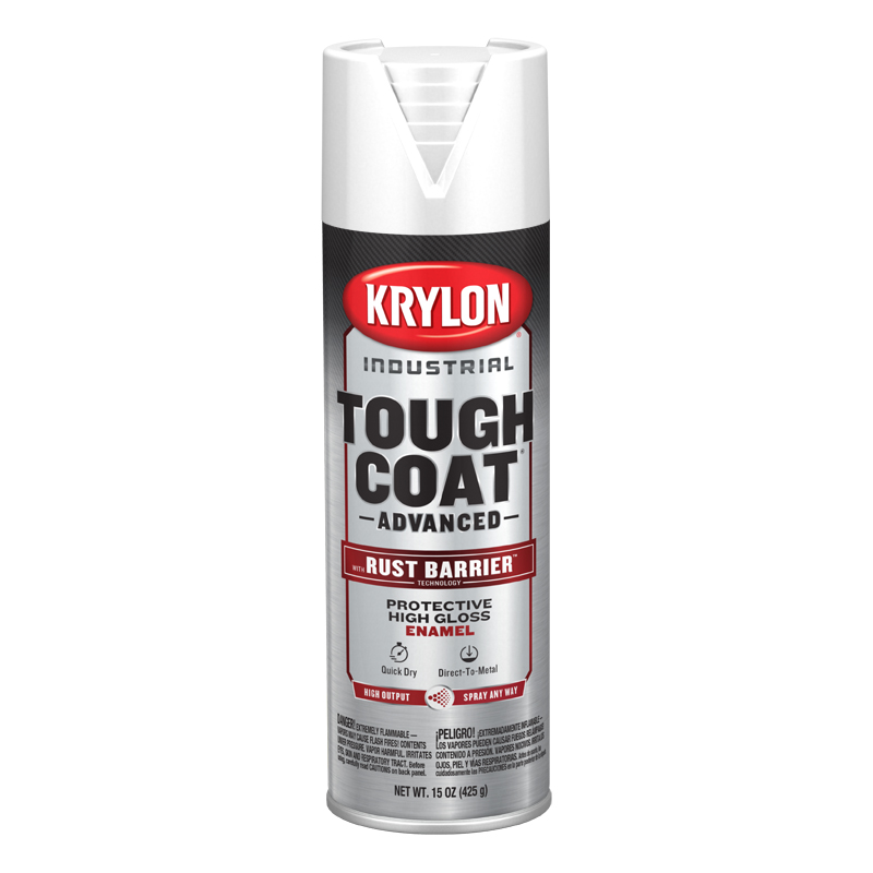 Krylon 9290 Gloss White Industrial Tough Coat Rust Barrier Spray Paint - Case of 6
