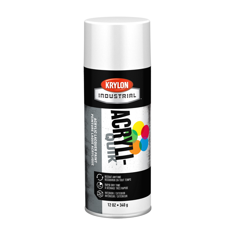 Krylon Industrial K01501 Gloss White Acryli-Quik Acrylic Lacquer Spray Paint - Case of 6