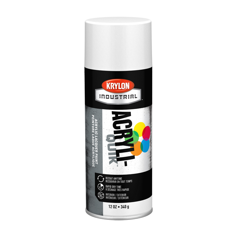 Krylon Industrial K01502 Flat White Acryli-Quik Acrylic Lacquer Spray Paint - Case of 6