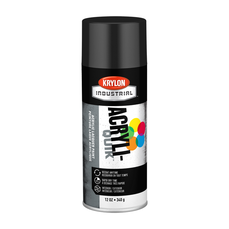 Krylon Industrial K01601 Gloss Black Acryli-Quik Acrylic Lacquer Spray Paint - Case of 6