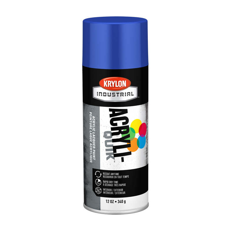 Krylon Industrial K01910 True Blue (OSHA Safety Blue) Acryli-Quik Acrylic Lacquer Spray Paint - Case of 6