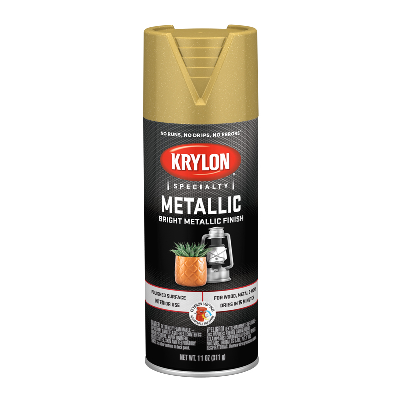 Krylon K01701 Bright Gold Specialty Metallic Spray Paint - Case of 6