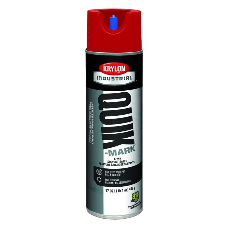 Krylon Industrial A03611 APWA Red Quik-Mark Solvent-Based Inverted Marking Paint  Case of 12