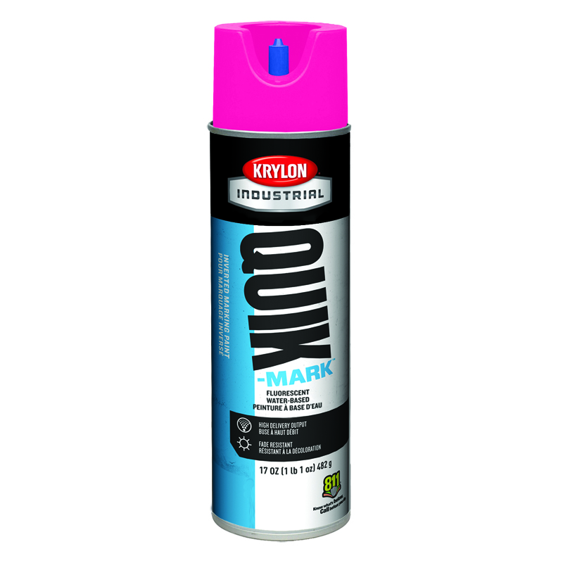 Krylon Industrial A03612 Fluorescent Pink Quik-Mark Water Based Inverted Marking Paint Case of 12