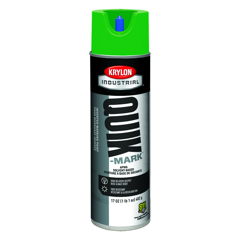 Krylon Industrial A03631 APWA Green Quik-Mark Solvent-Based Inverted Marking Paint  Case of 12