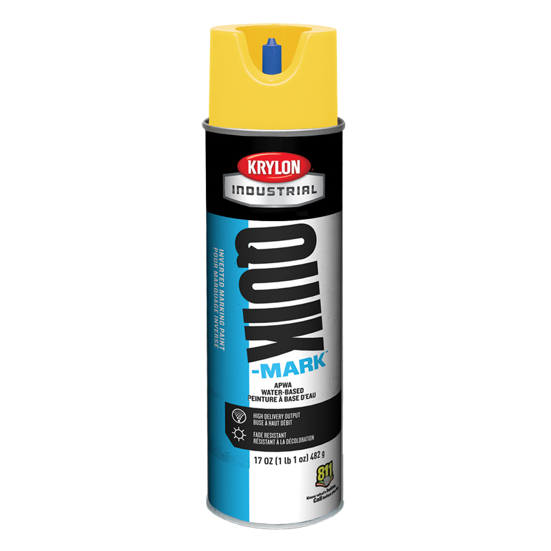 Krylon Industrial A03801 APWA Utility Yellow Quik-Mark Water-Based Inverted Marking Paint Case of 12