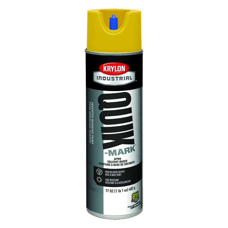 Krylon Industrial A03823 APWA Safety Yellow Quik-Mark Solvent-Based Inverted Marking Paint  Case of 12