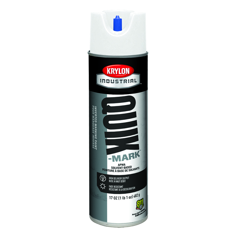Krylon Industrial A03900 APWA Utility White Quik-Mark Solvent-Based Inverted Marking Paint  Case of 12
