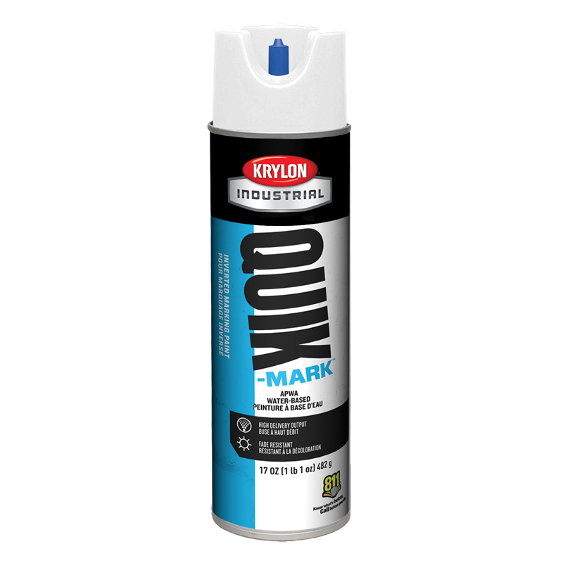 Krylon Industrial A03901 APWA Brilliant White Quik-Mark Water-Based Inverted Marking Paint Case of 12