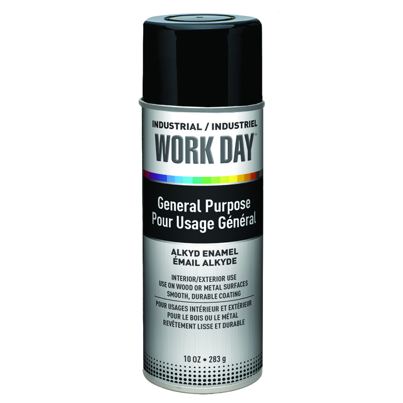 Krylon A04402007 Gloss Black Industrial Work Day Spay Paint 10 oz. Aersol Can - Case of 12