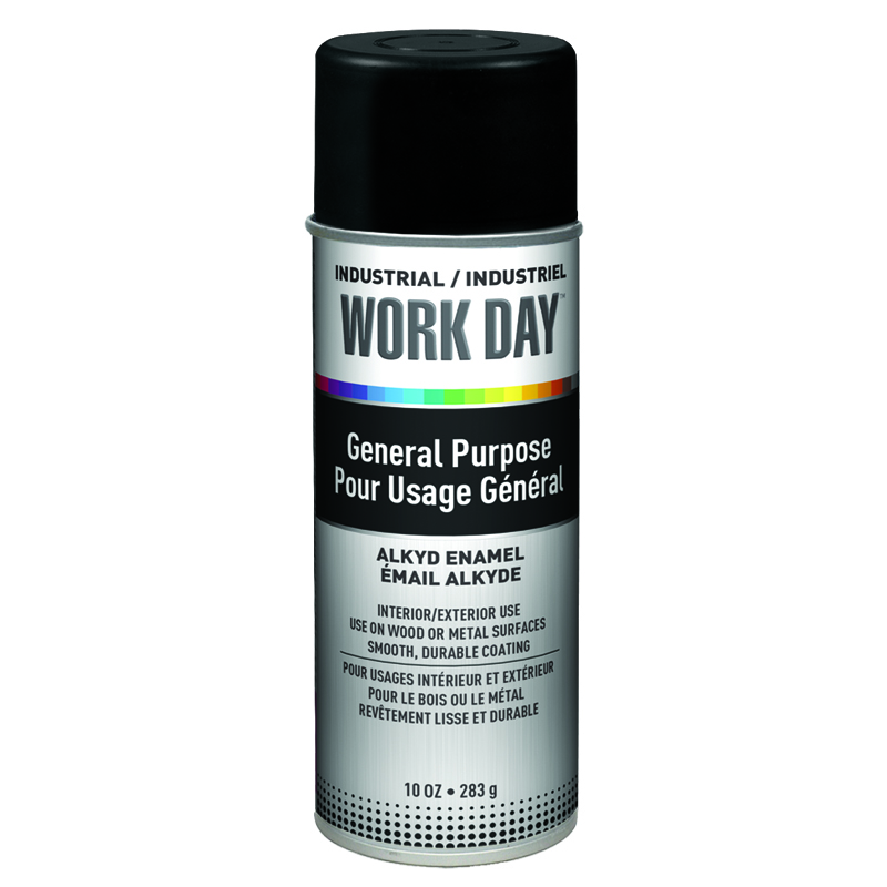 Krylon A04412007 Flat Black Industrial Work Day Spay Paint 10 oz. Aersol Can - Case of 12