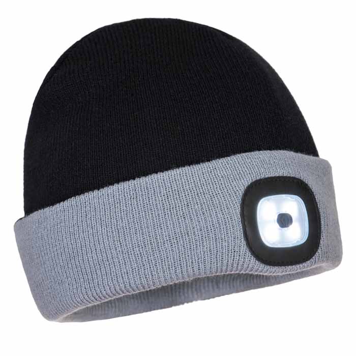 Portwest B034BKG Two Tone LED Rechargeable Beanie