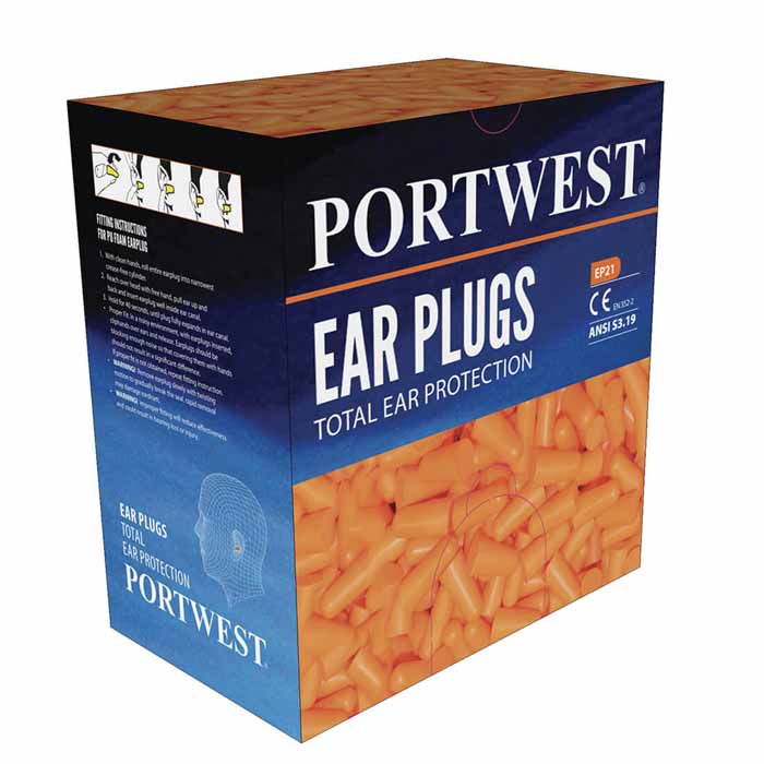 Portwest EP21ORR Ear Plug Dispenser Refill Pack (500 pairs)
